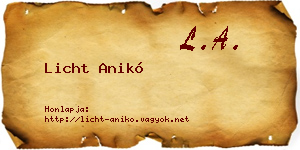 Licht Anikó névjegykártya